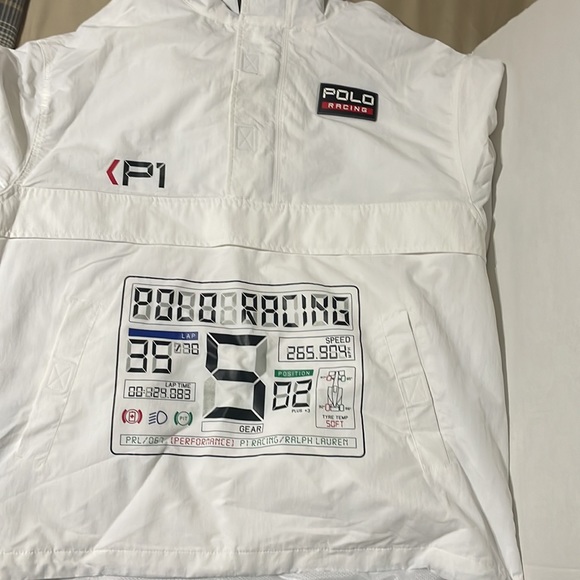 NWT POLO Ralph Lauren RRL P-WING RACING JACKET Stadium 1992 WHITE Hoodie  MENS L - Picture 11 of 11